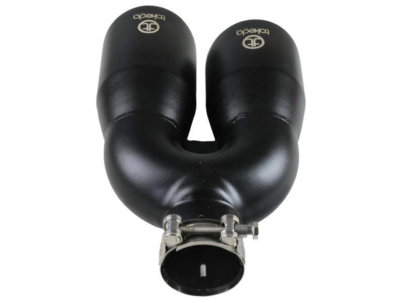 aFe Takeda 2.5in 304 Stainless Steel Clamp-on Exhaust Tip Driver Side 2.5in Inlet 4inDual-Black