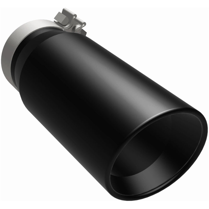 MagnaFlow Tip Stainless Black Coated Single Double Round Single Outlet 5in Dia 4in Inlet 13in L