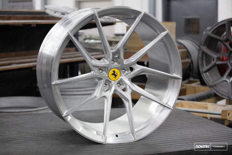Vossen x Novitec NF8 21x9in - 5x114.3 BP - ET35 - Brushed Gloss Clear Ferrari 488 / F8 Front Wheel