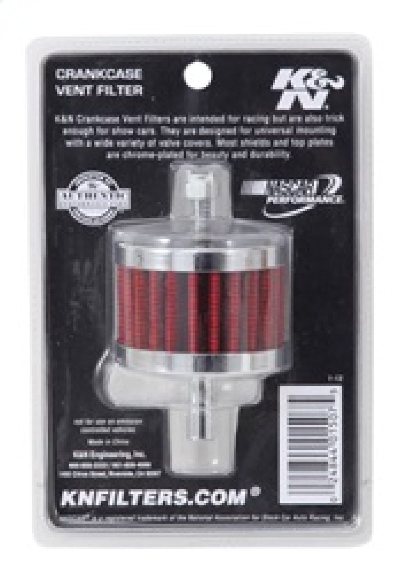 K&N Steel Base Crankcase Vent Filter 3/8in OD Tube 2in OD 1-1/2in Height