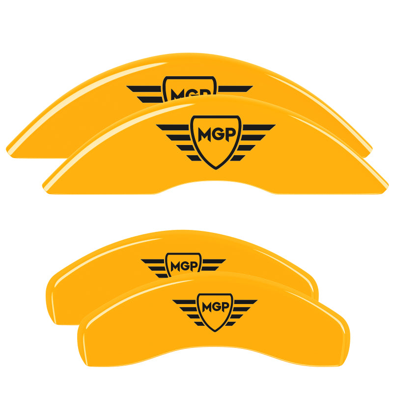 MGP 4 Caliper Covers Engraved Front & Rear MGP Yellow Finish Black Char 2019 Buick Enclave