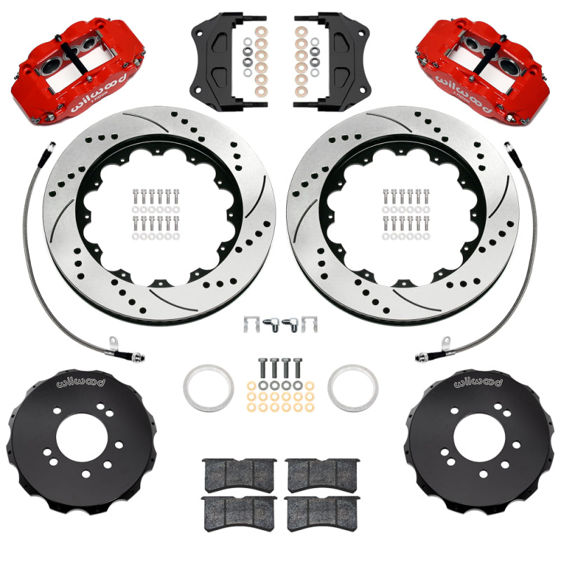 Wilwood 99-02 Nissan Skyline Superlite 6R Front BBK w/ 14.00in D/S Rotors & Flexlines - Red