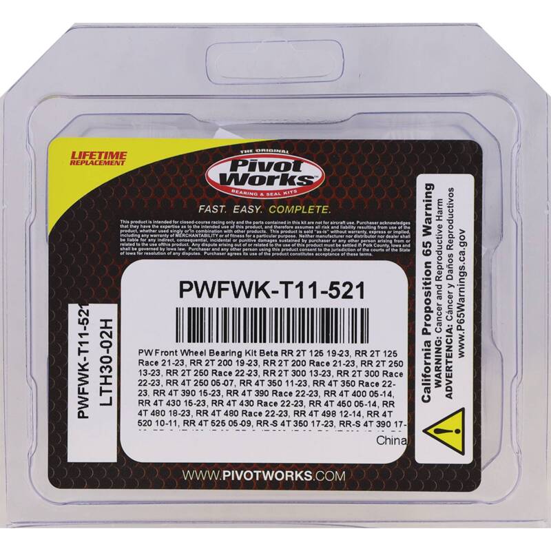 Pivot Works 19-23 Beta RR 2T 125 - Front Wheel Bearing Kit
