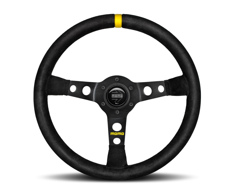 Momo MOD07 Steering Wheel 350 mm - Black Suede/Black Spokes/1 Stripe