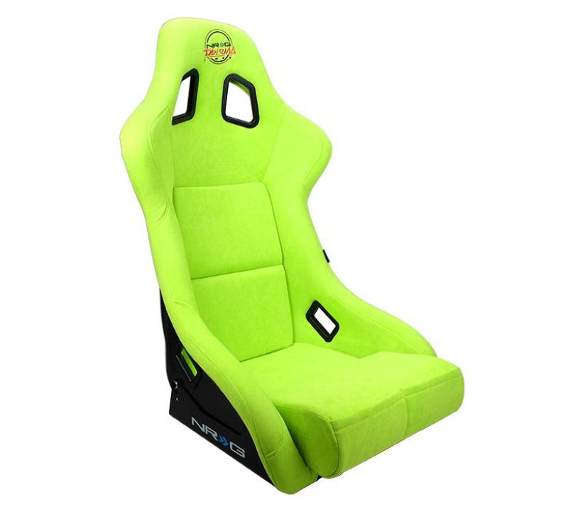 NRG FRP Bucket Seat PRISMA Edition - Large (Neon Green Alcantara/ Pearlized Back)