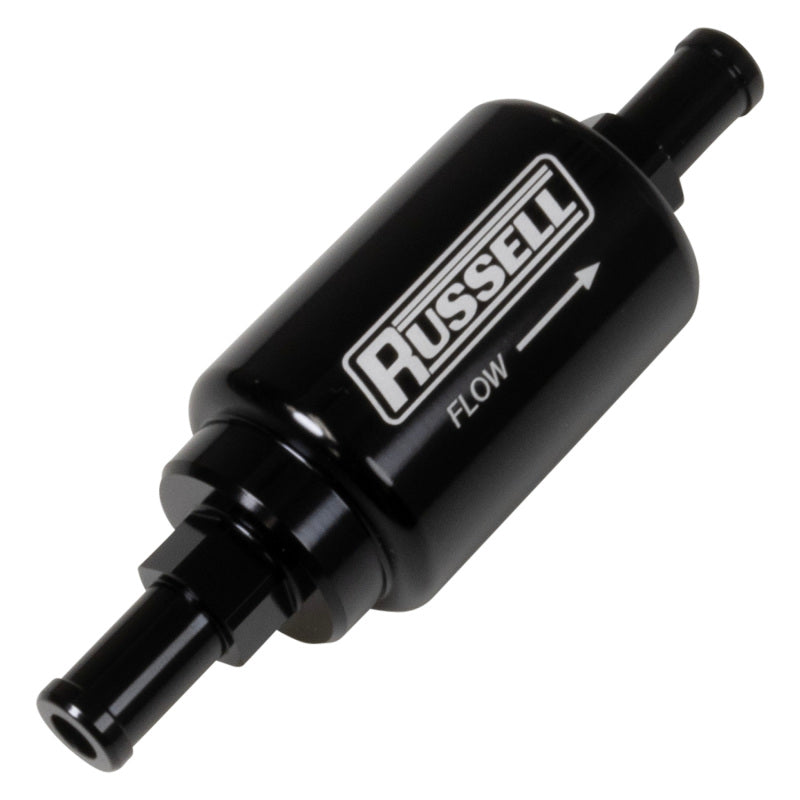 Russell 3/8 Male To 3/8 Male Barbed Fuel Check Valve - Black Anodized