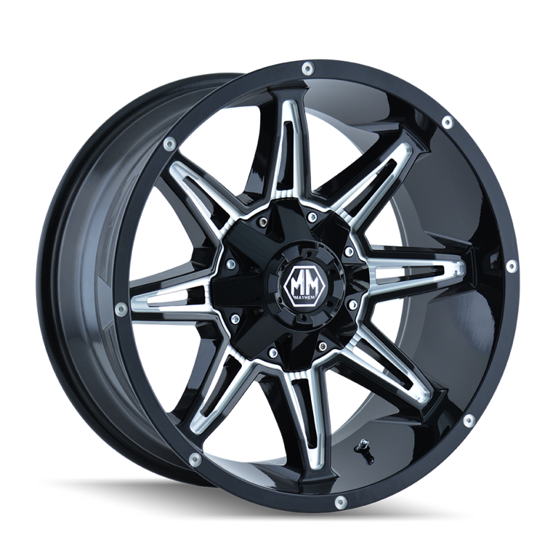 Mayhem 8090 Rampage 20x9 / 8x165.1 BP / 18mm Offset / 130.8mm Hub Gloss Black Milled Wheel
