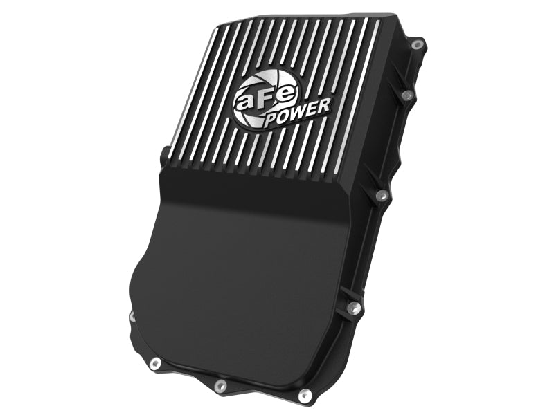 aFe 18-25 Jeep Wrangler JL V6 Transmission Pan - Black w/ Machined Fins