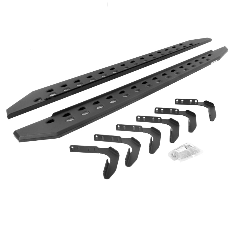 Go Rhino 99-16 Ford F-250 / F-350 Super Cab 4DR RB20 Slim Running Boards Kit (w/Brackets) - Tex. Blk