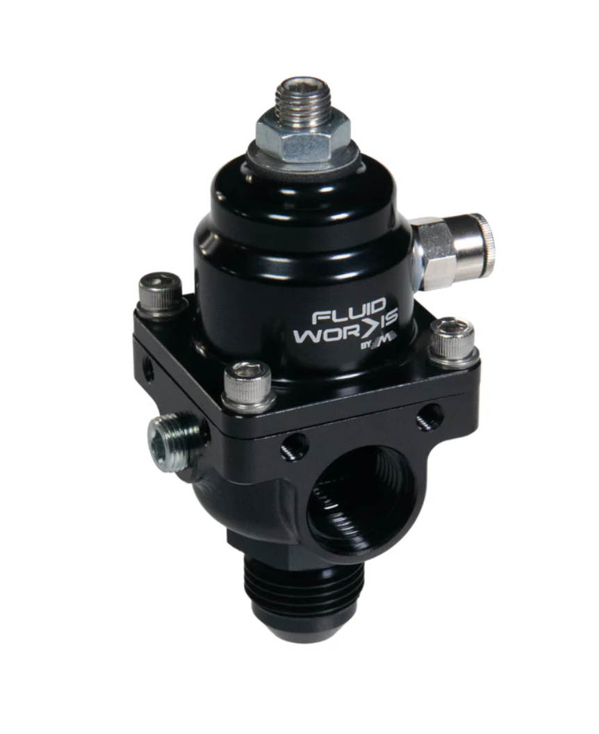 Fluidworks 1-10 gpm Fuel Pressure Regulator 35-70 psi 180 Degree Fittings