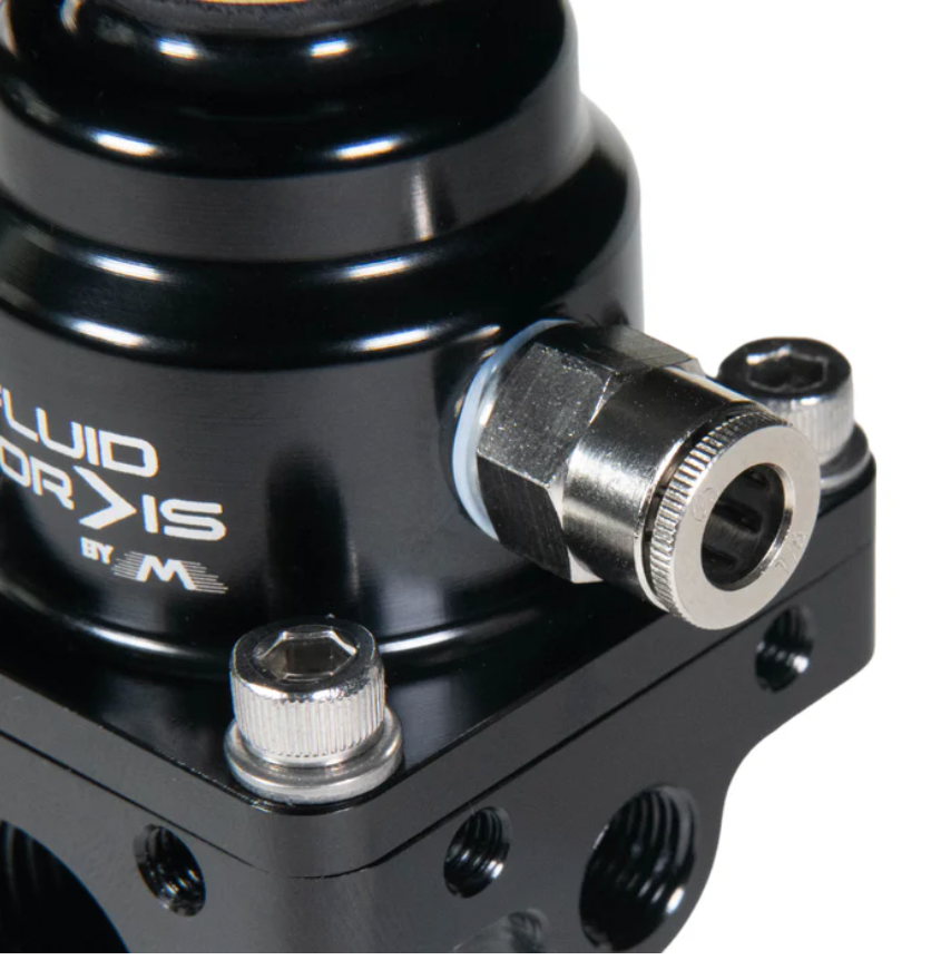 Fluidworks 1-10 gpm Fuel Pressure Regulator 35-70 psi 180 Degree Fittings