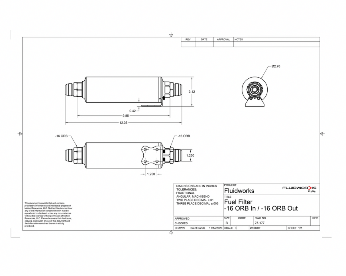 Fluidworks 32GPM Post Fuel Filter w/ Mount (10 Micron)