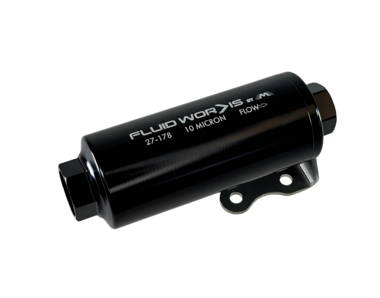 Fluidworks 6GPM Compact 10ORB Post Fuel Filter w/ Mount (10 Micron)