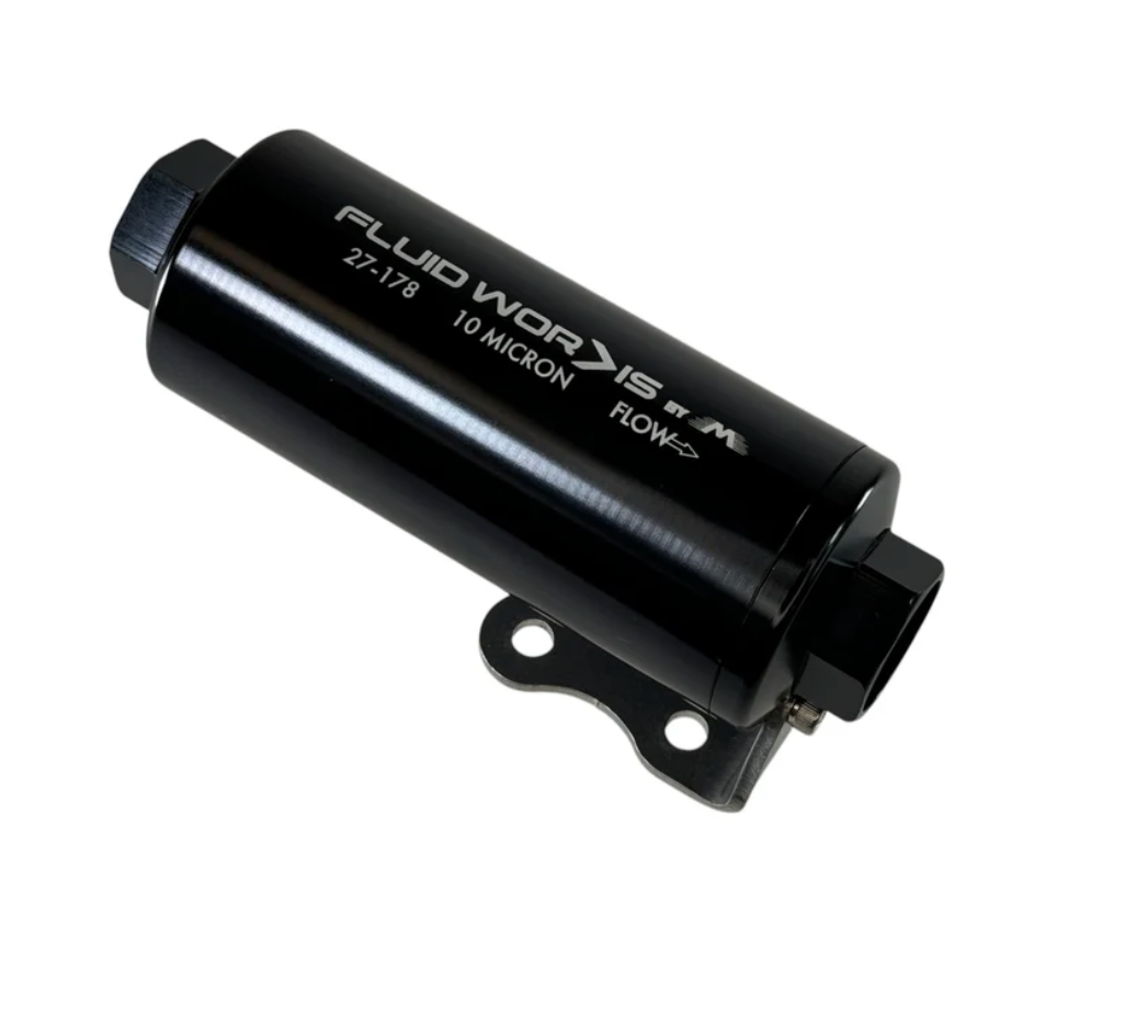 Fluidworks 6GPM Compact 10ORB Post Fuel Filter w/ Mount (10 Micron)