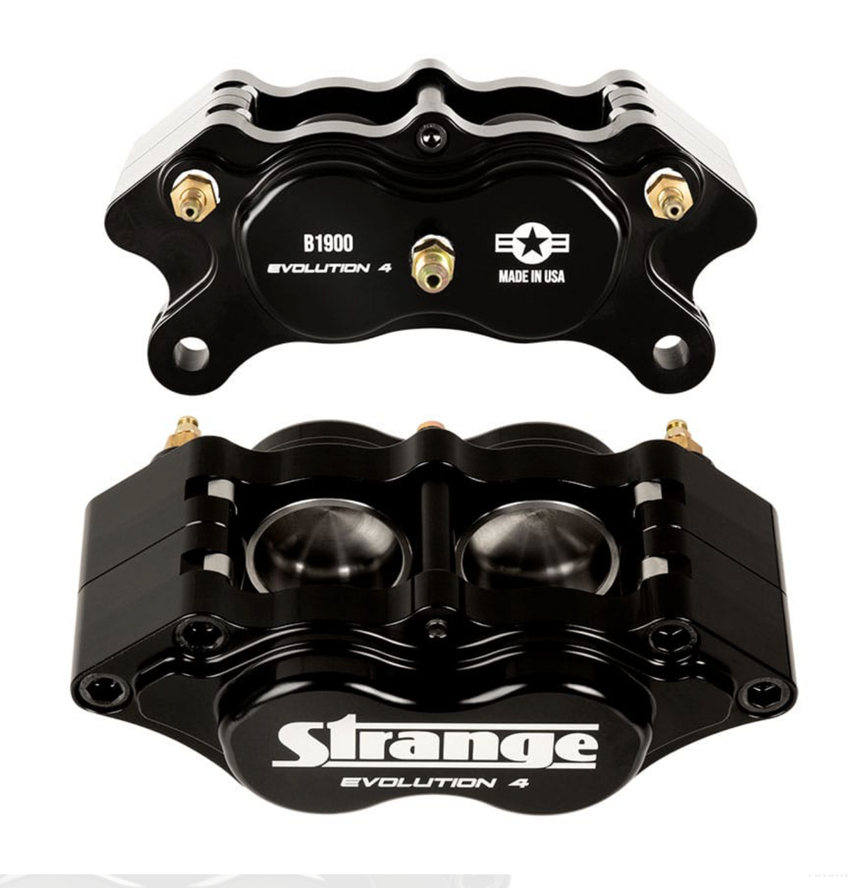 Strange Evolution DDM Rear Brake Kit For 2015-2023 Mustang GT Evolution S Rotors & Billet Evolution 4 Calipers With DTC-30 Semi Metallic Pads