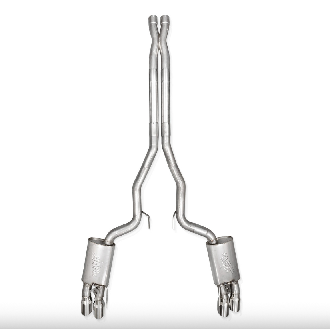 Stainless Works 2024 Mustang GT Catback Quad Tips Redline Sound X-Pipe Performance Connect Exhaust