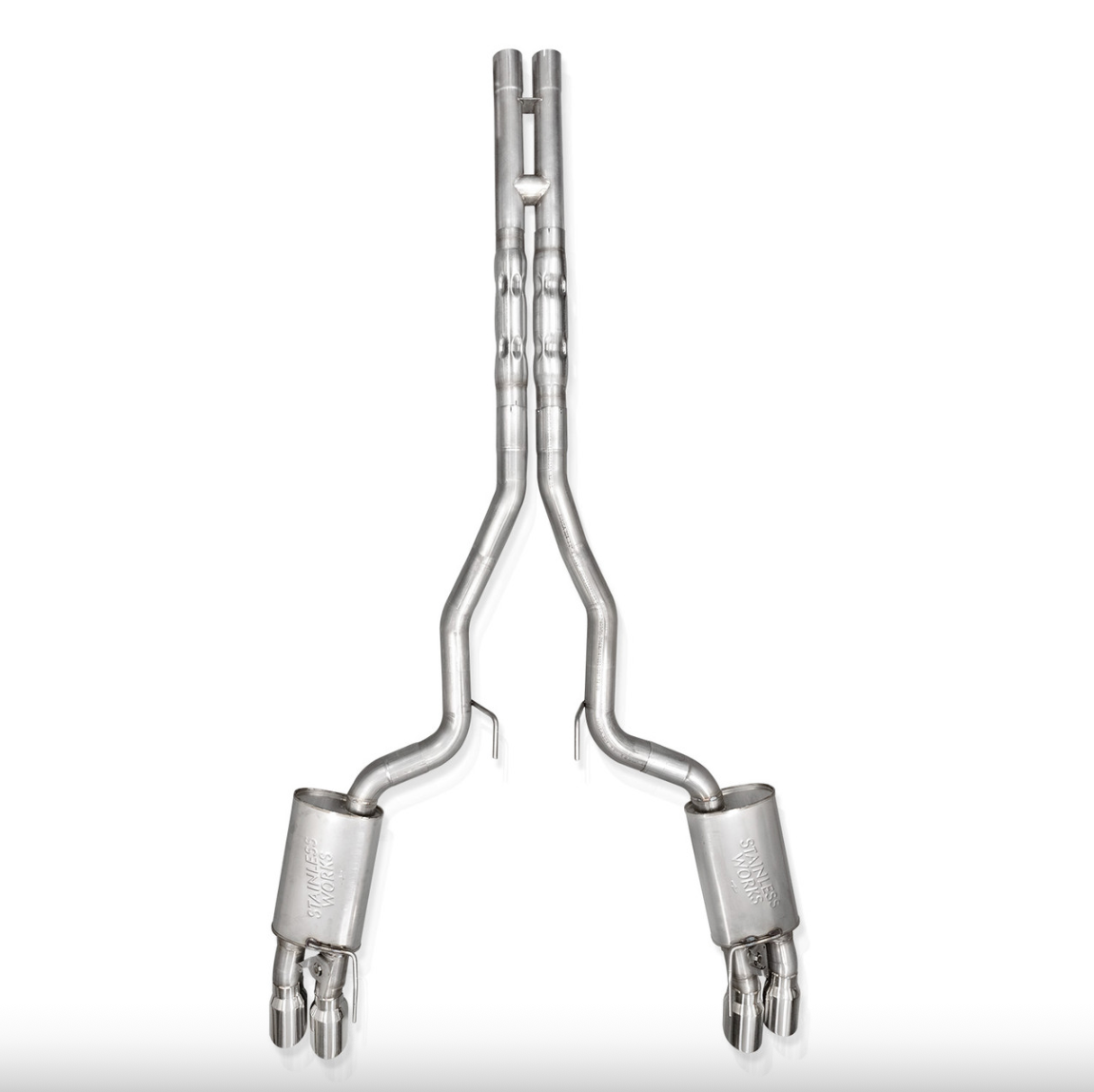 Stainless Works 2024 Mustang GT Catback Quad Tips Legend Sound H-Pipe Performance Connect Exhaust