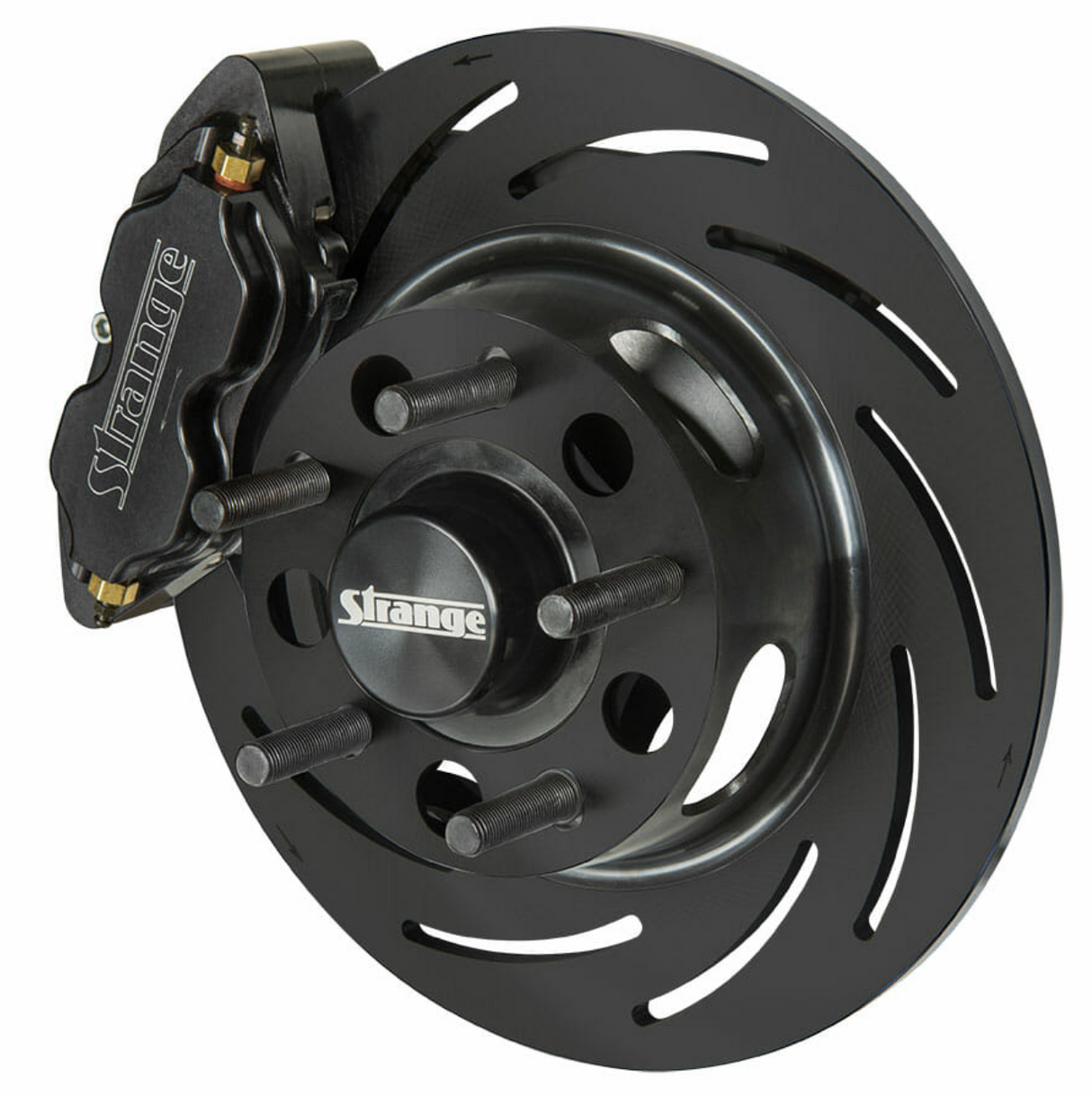Strange Pro Series H/D Front Brake Kit 2015-2023 Ford Mustang - 4 1/2" B.C. 1 Pc Rotors, 4 Piston Calipers & DTC-30 Brake Pads