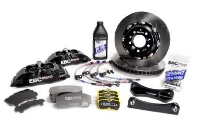 EBC Racing 17-24 Suzuki Swift 1.4T Hybrid Black Apollo-4 Calipers 330mm Rotors Front Big Brake Kit