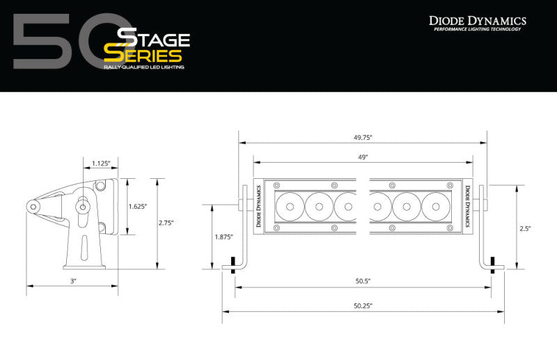 Diode Dynamics 50 In LED Light Bar - Amber Driving Light Bar Stealth Series