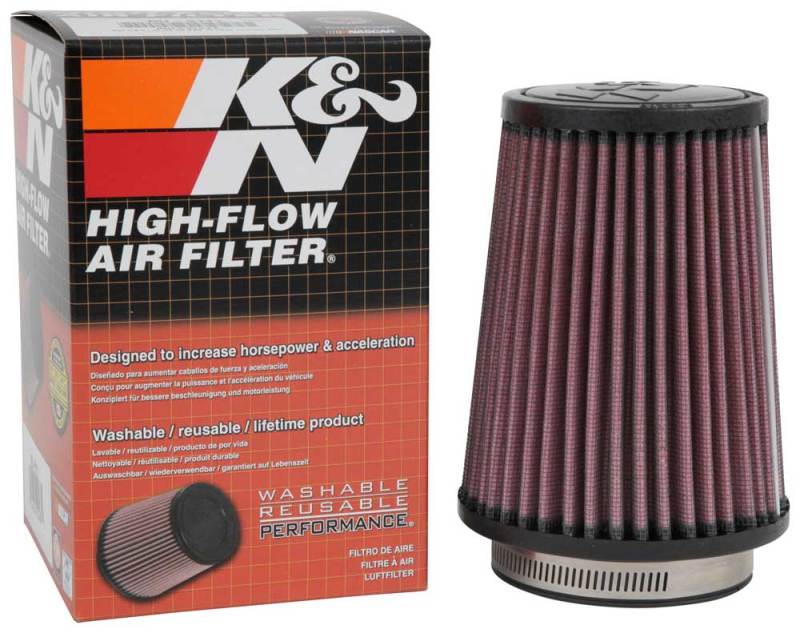 K&N Filter Universal Rubber Filter 3 Flange 4 1/2 Base inch 3 1/2 inch Top 5 3/4 inch Height