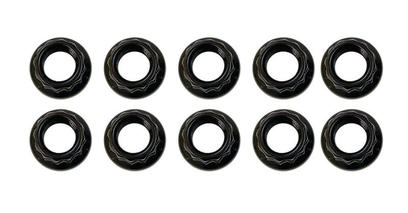 Moroso 5/16in-24 12 Point Black Oxide Flange Nut - 10 Pack