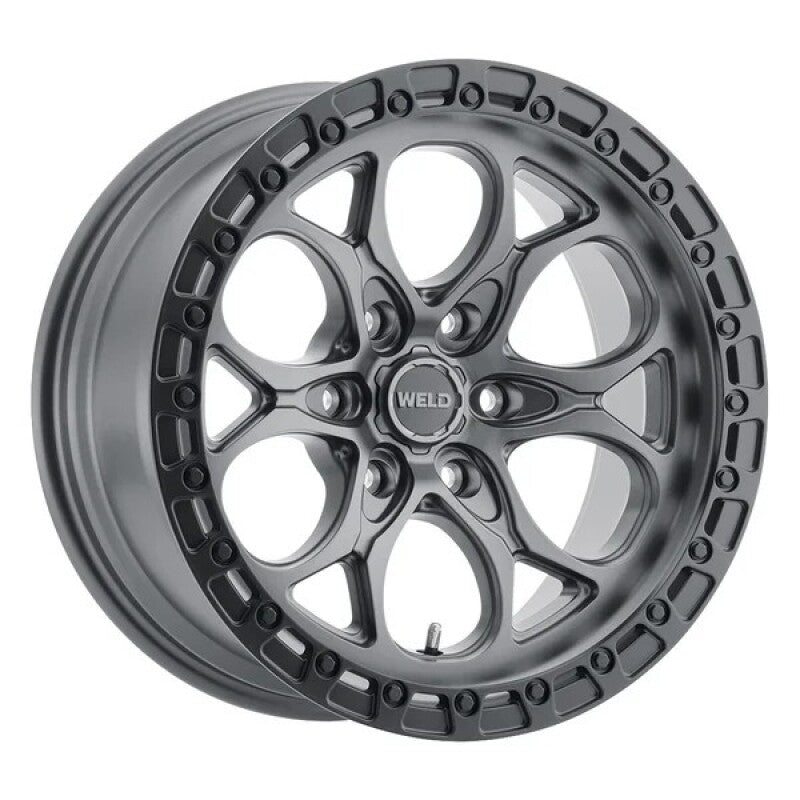 Weld Ledge 6 18x9 / 6x135 / ET -12 / BS 4.51 - Satin Gunmetal w/ Satin Black Ring Wheel