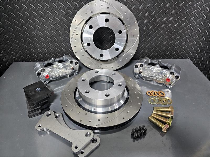 4 Piston Dimpled and Slotted Rear Brake Kit Ford 2015-2023 F-150 2wd and 4wd