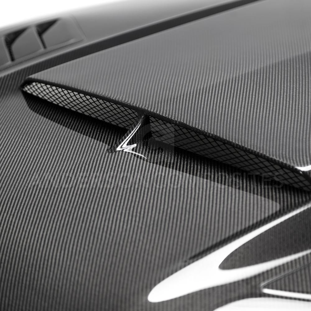 2018-2020 FORD MUSTANG RAM AIR DOUBLE SIDED CARBON FIBER HOOD