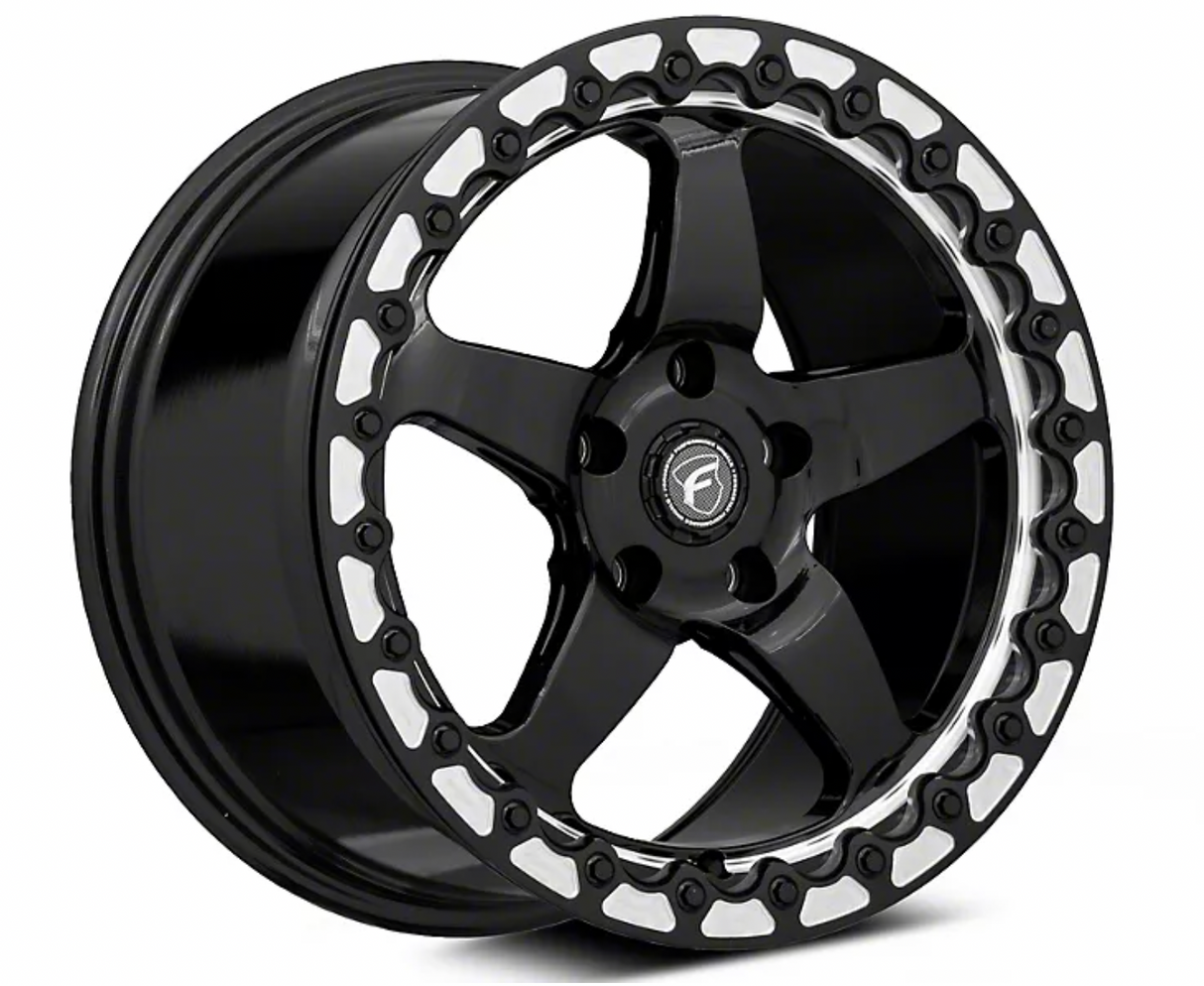 Forgestar D5 Beadlock Drag Black Machined Wheel; Rear Only; 17x10