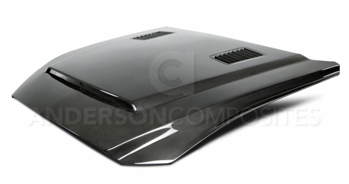 2015 - 2017 MUSTANG DOUBLE SIDED CARBON FIBER "SUPER SNAKE" STYLE HOOD