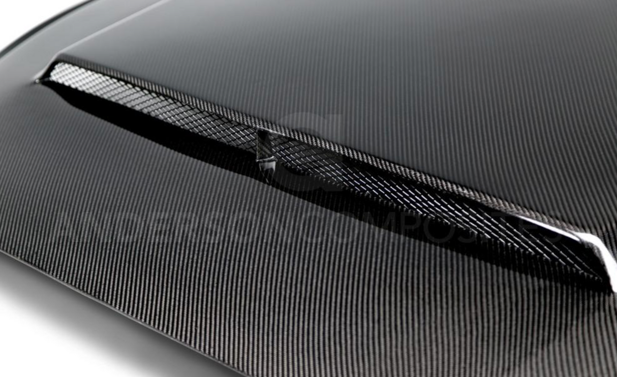 2015 - 2017 MUSTANG DOUBLE SIDED CARBON FIBER "SUPER SNAKE" STYLE HOOD