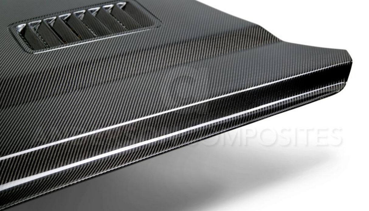 2015 - 2017 MUSTANG DOUBLE SIDED CARBON FIBER "SUPER SNAKE" STYLE HOOD