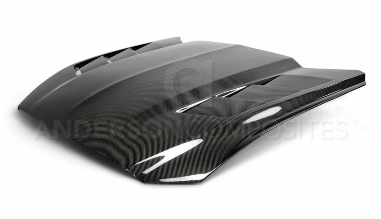 2015 - 2017 MUSTANG DOUBLE SIDED CARBON FIBER HEAT EXTRACTOR HOOD
