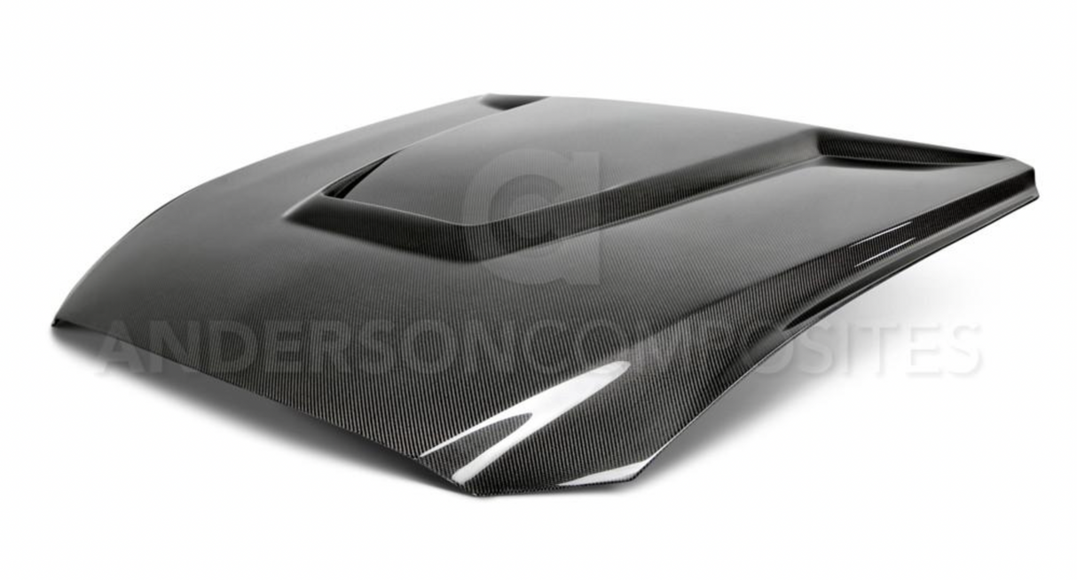 2015 - 2017 MUSTANG DOUBLE SIDED CARBON FIBER GT350 STYLE HOOD