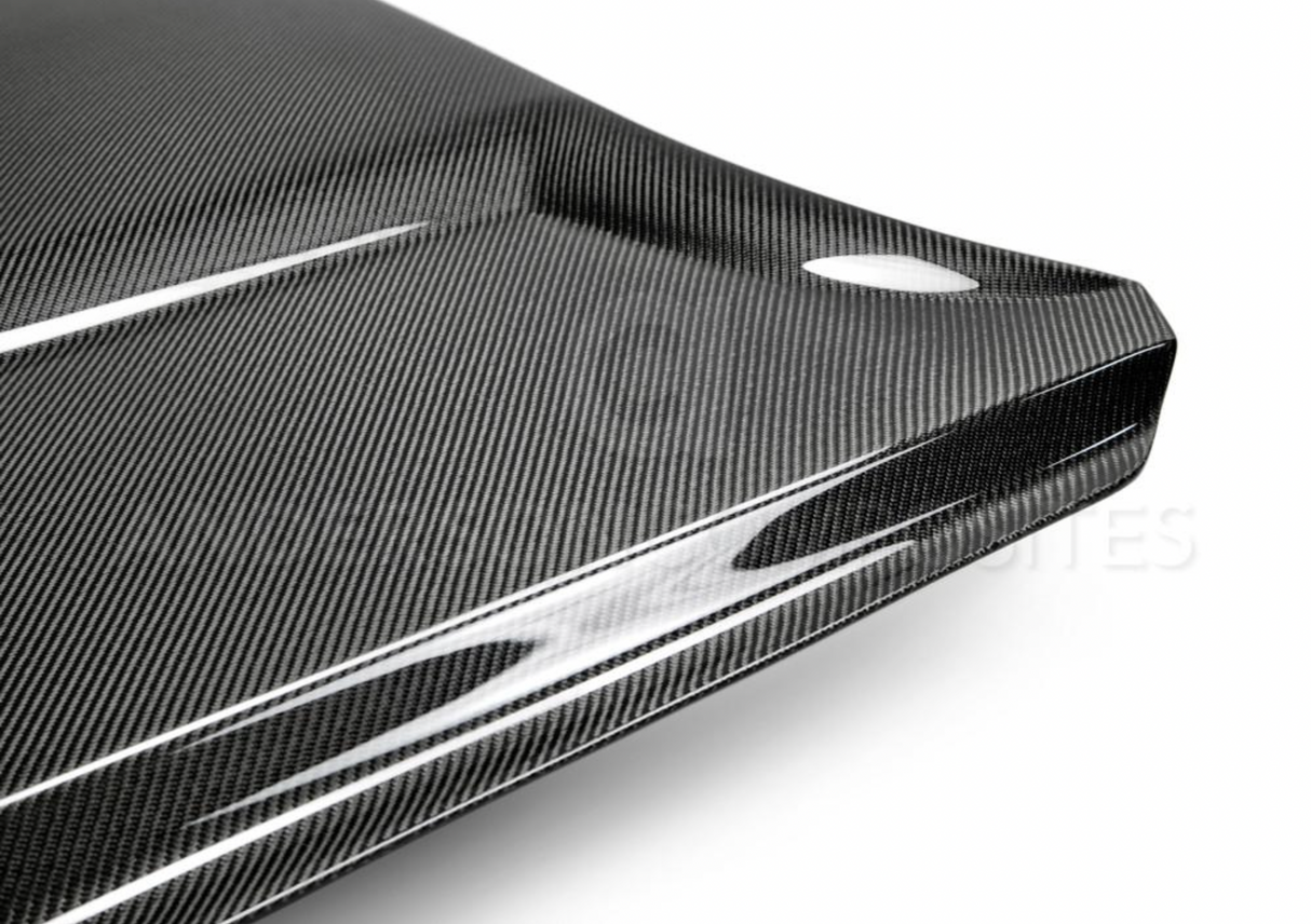 2015 - 2017 MUSTANG DOUBLE SIDED CARBON FIBER GT350 STYLE HOOD