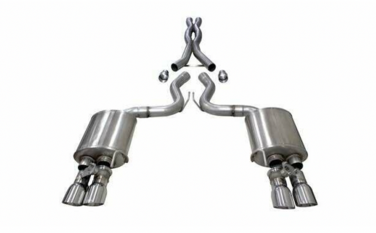 Corsa 21001 2018+ Mustang GT 3" Active Exhaust Catback System with 4" Quad Polished Tips (Sport/Extreme)