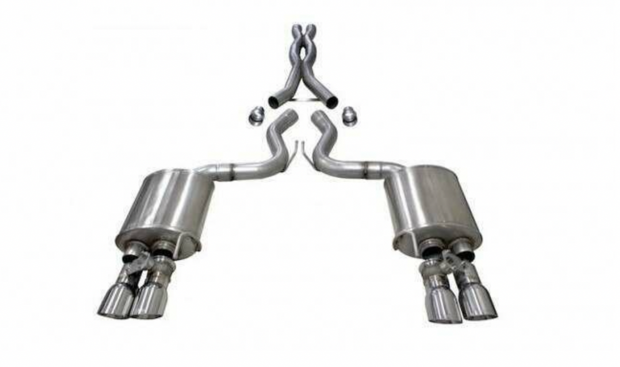Corsa Performance 3" Dual Mode Sport / Extreme Catback Exhaust System with Double Helix X Pipe - 4" Polished Tips (2020 5.2L Shelby GT500)