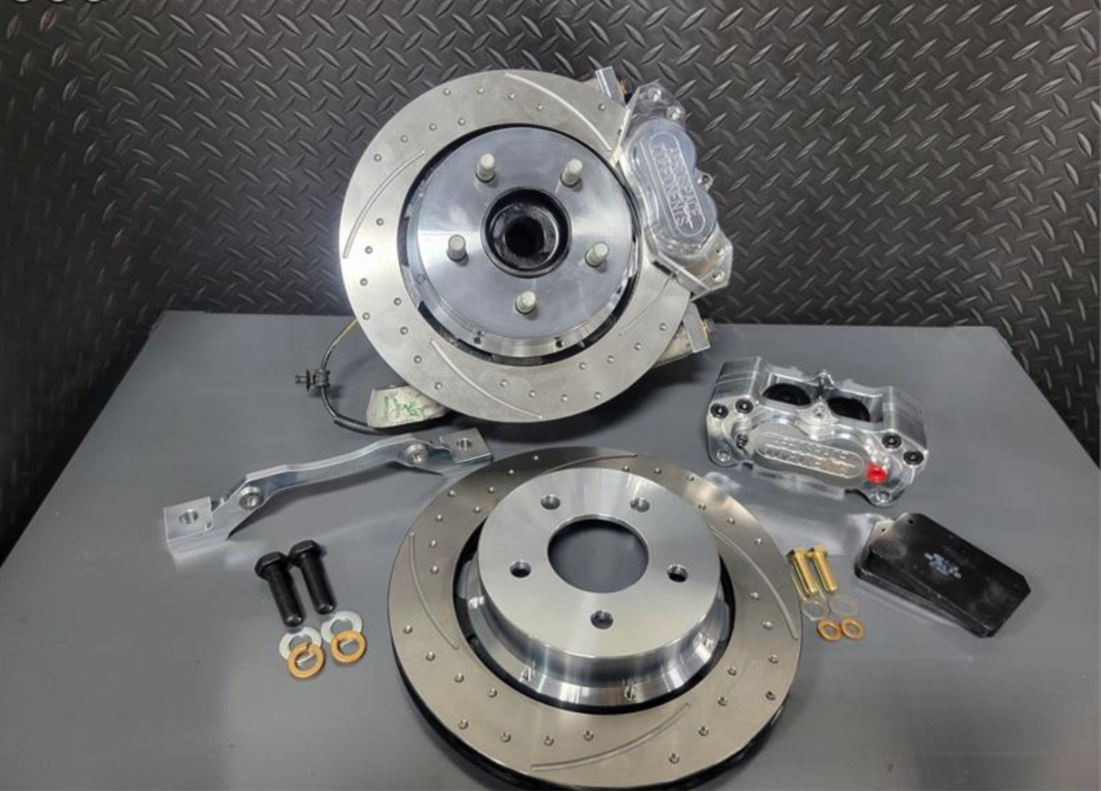 4 Piston Pro Street Dimpled and Slotted Front Brake Kit 2015-20 Mustang GT350