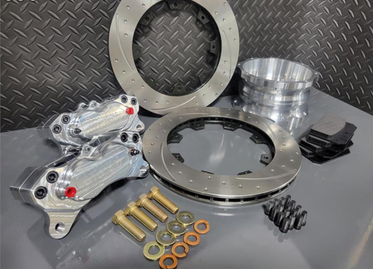 4 Piston Pro Street Dimpled and Slotted Front Brake Kit 2015-24 Mustang