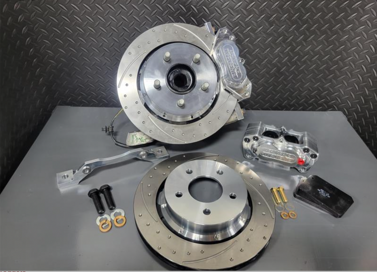 4 Piston Pro Street Dimpled and Slotted Front Brake Kit 2020-22 Mustang GT500