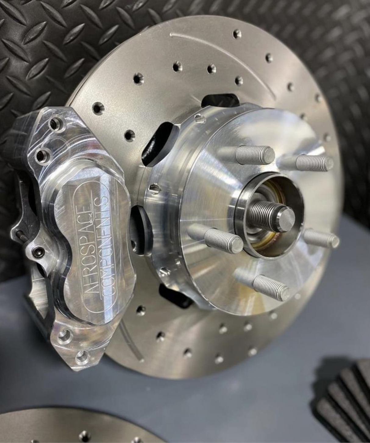 4 Piston 13" Pro Street Front Drilled, Slotted, Brake Kit 2015-21 Mustang (Hat Style)