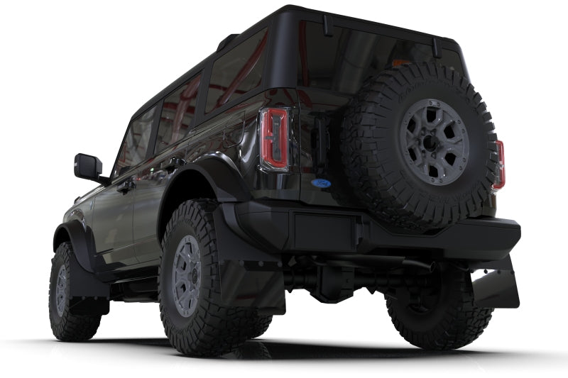 Rally Armor 21-25 Ford Bronco (Plstc Bmpr + RR - NO Rptr/Sprt) Blk Mud Flap w/Area Blue Logo