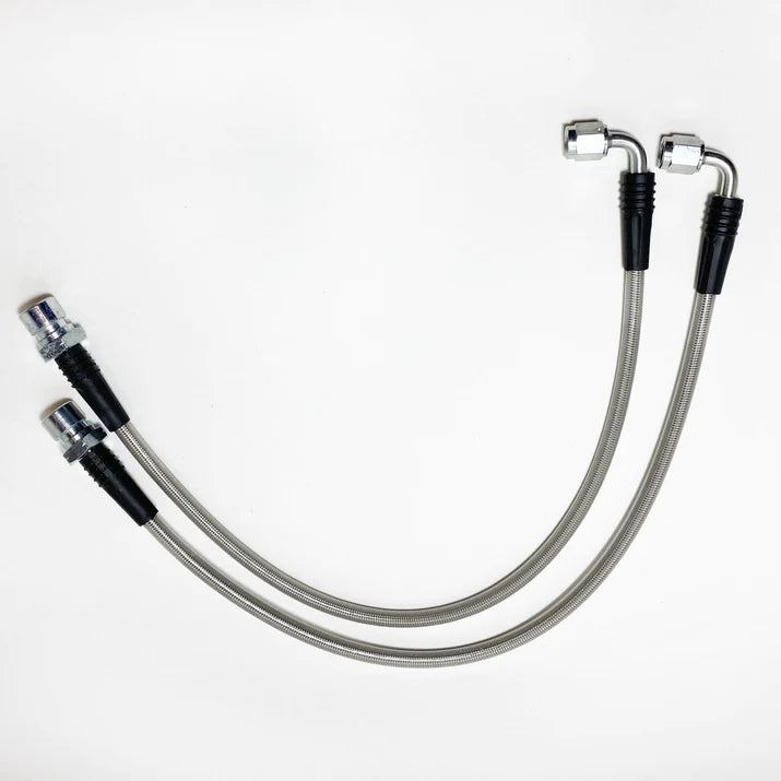 S550 Mustang Front Brake Line Kit +3" From Stock Length -03AN 90° Female on Caliper End, 010-0250