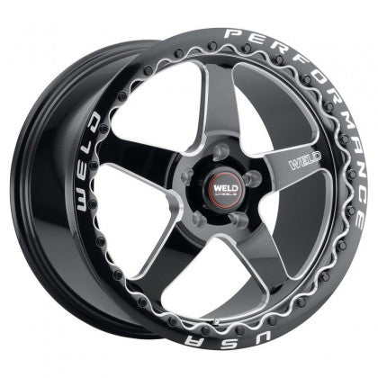 Weld Ventura 5 Beadlock Drag Gloss Black Wheel with Milled Spokes 18x10 | 5x114.3 BC (5x4.5) | +50 Offset | 7.50 Backspacing - S90480067P50
