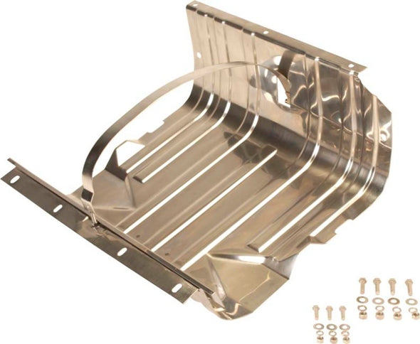 Kentrol 76-90 Jeep CJ/Wrangler YJ Gas Tank Skid Plate with strap - Polished Silver