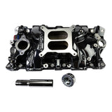 Edelbrock Chevy SB Performer EPS Manifold w/ Oil Fill Tube - Black Plasma