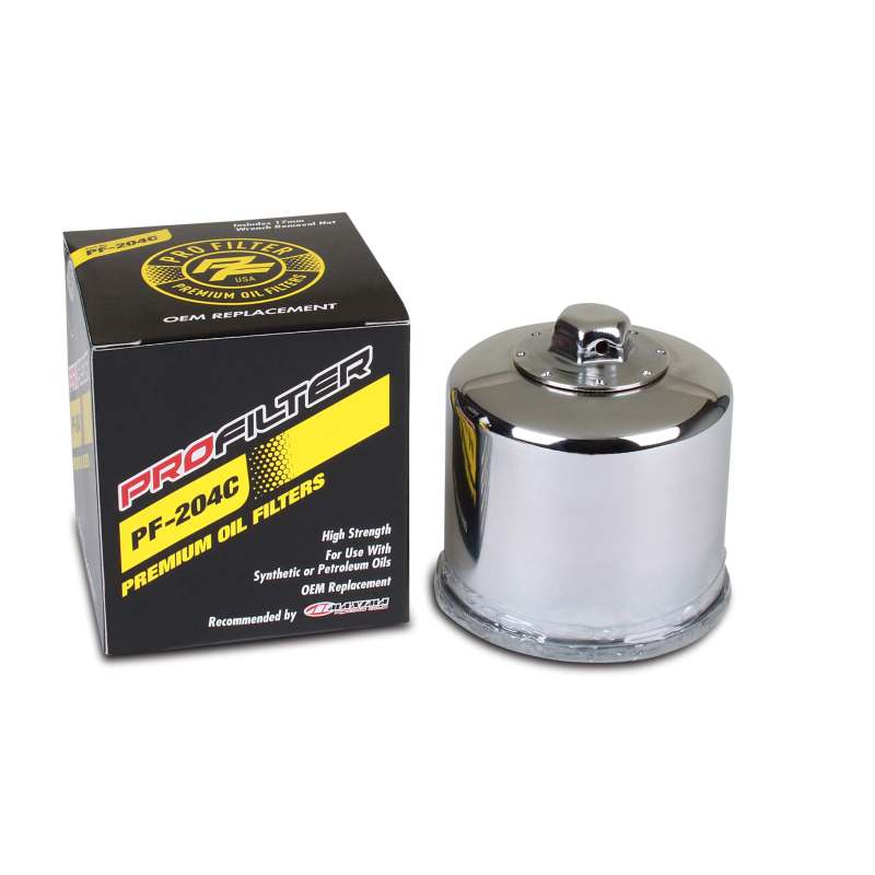 ProFilter Arctic Cat/Hon/Kaw/Mv Agusta/Triumph/Yam Spin-On Chrome Various Performance Oil Filter
