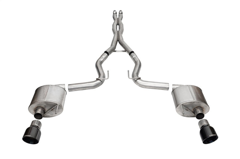 Corsa 24+ Ford MustangGT Sport Cat-Back Ex.Sys 3.0in Dual Rear Exit w/4.5in Blk PVD Pro Series Tips