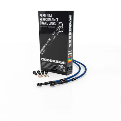 Goodridge 99-06 Suzuki GSX1300RX-RZK5 Electric Blue Rear SS Brake Lines w/Black Fittings